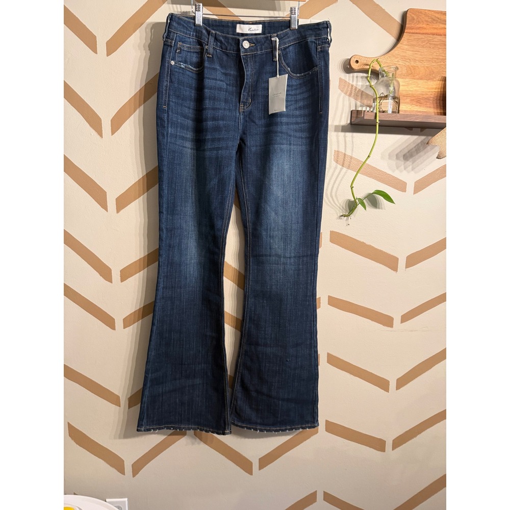Kancan Wide Leg Jeans Women 13/30 Dark Wash Frayed Hem High Rise KC6102LOH